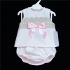 Baby Girl Pink Waffle Open Back Dress Camel Lace "LM017"