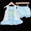 Baby Girl White Blue Frilly Waffle Dress with Knickers "2150"