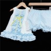 Baby Girl White Blue Frilly Waffle Dress with Knickers "2150"