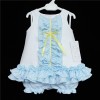 Baby Girl White Blue Frilly Waffle Dress with Knickers "2150"