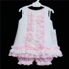 Baby Girl White Pink Waffle Frilly Dress with Knickers "2151 Pink"