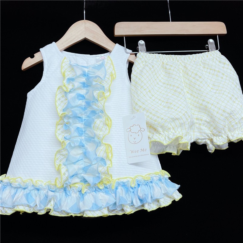 Baby Girl White Yellow Frilly Dress with Knickers "2151 Yellow"