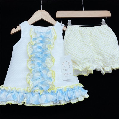 Baby Girl White Yellow Frilly Dress with Knickers "2151 Yellow"
