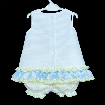 Baby Girl White Yellow Frilly Dress with Knickers "2151 Yellow"