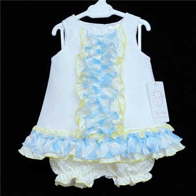 Baby Girl White Yellow Frilly Dress with Knickers "2151 Yellow"