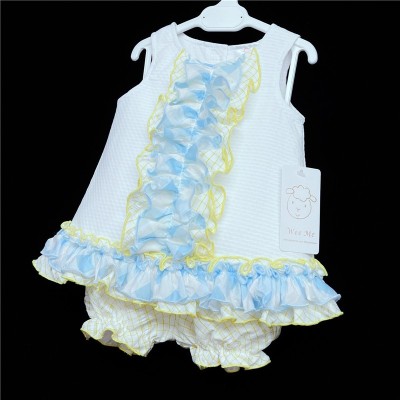 Baby Girl White Yellow Frilly Dress with Knickers "2151 Yellow"