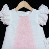 Baby Girl White Pink Waffle Dress Organza Flowers "2153"