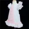 Baby Girl White Pink Waffle Dress Organza Flowers "2153"