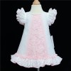 Baby Girl White Pink Waffle Dress Organza Flowers "2153"