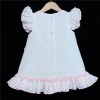 Baby Girl White Pink Waffle Dress Organza Flowers "2153"