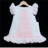 Baby Girl White Pink Waffle Dress Organza Flowers "2153"