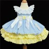 Baby Girl Blue with Yellow Puff Ball Dress Satin Bows "2156 Blue"