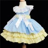 Baby Girl Blue with Yellow Puff Ball Dress Satin Bows "2156 Blue"