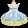 Baby Girl Blue with Yellow Puff Ball Dress Satin Bows "2156 Blue"