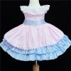 Baby Girl Pink Blue Puff Ball Dress Satin Bows “2156 Pink"