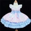 Baby Girl Pink Blue Puff Ball Dress Satin Bows “2156 Pink"
