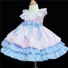 Baby Girl Pink Blue Puff Ball Dress Satin Bows “2156 Pink"