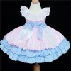 Baby Girl Pink Blue Puff Ball Dress Satin Bows “2156 Pink"