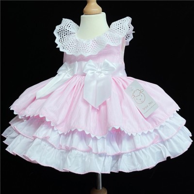 Baby Girl Pink Puff Ball Dress Satin Bows "2157 Pink"