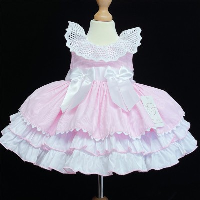 Baby Girl Pink Puff Ball Dress Satin Bows "2157 Pink"