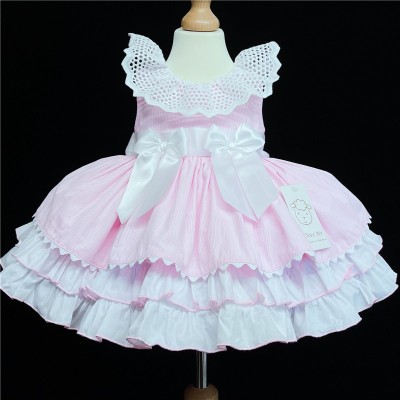 Baby Girl Pink Puff Ball Dress Satin Bows "2157 Pink"