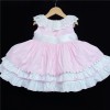 Baby Girl Pink Puff Ball Dress Satin Bows "2157 Pink"