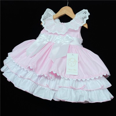 Baby Girl Pink Puff Ball Dress Satin Bows "2157 Pink"