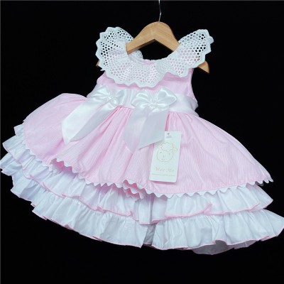 Baby Girl Pink Puff Ball Dress Satin Bows "2157 Pink"