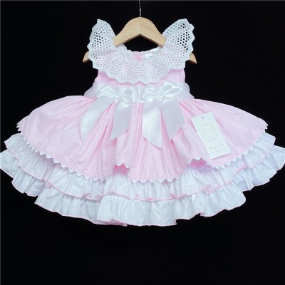Baby Girl Pink Puff Ball Dress Satin Bows "2157 Pink"