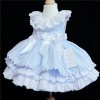 Baby Girl Blue Puff Ball Dress Satin Bows "2157 Blue"