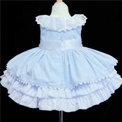 Baby Girl Blue Puff Ball Dress Satin Bows "2157 Blue"