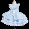 Baby Girl Blue Puff Ball Dress Satin Bows "2157 Blue"