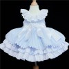 Baby Girl Blue Puff Ball Dress Satin Bows "2157 Blue"
