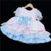 Baby Girl Blue with Pink Puff Ball Lacey Dress "2159 Blue"