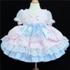 Baby Girl Blue with Pink Puff Ball Lacey Dress "2159 Blue"