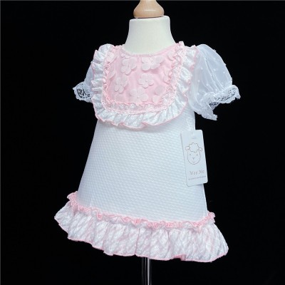 Baby Girl Waffle Dress Pink Organza Flower "2160"