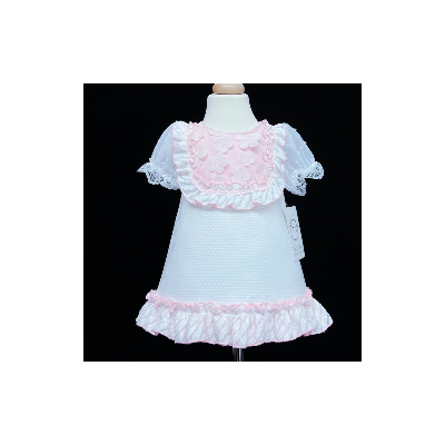 Baby Girl Waffle Dress Pink Organza Flower "2160"