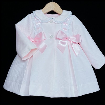 Baby Girl Pink Waffle Jacket Satin Bows "ABR001 P"