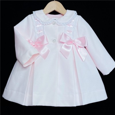 Baby Girl Pink Waffle Jacket Satin Bows "ABR001 P"