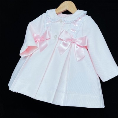 Baby Girl Pink Waffle Jacket Satin Bows "ABR001 P"