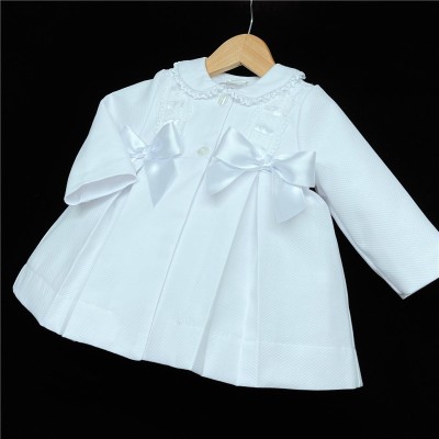 Baby Girl White Waffle Jacket Satin Bows "ABR001 W"