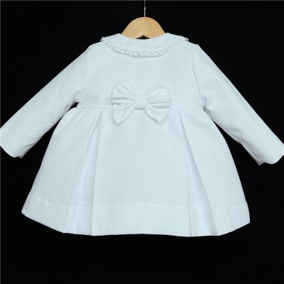 Baby Girl White Waffle Jacket Satin Bows "ABR001 W"