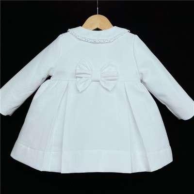 Baby Girl White Waffle Jacket Satin Bows "ABR001 W"