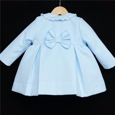Baby Girl Blue Waffle Jacket Satin Bows "ABR001 B"