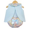 Baby Girl Blue Waffle Open Back Dress with Pants "LM022"