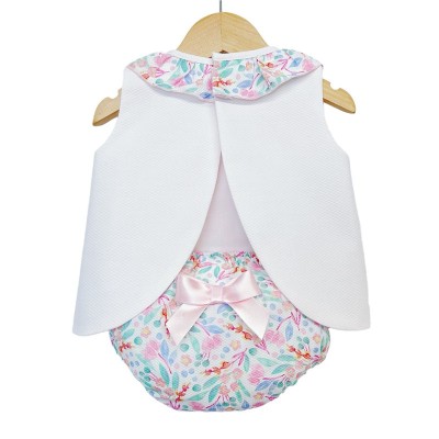 Baby Girl Pink Waffle Open Back Dress with Pants "LM023 P"