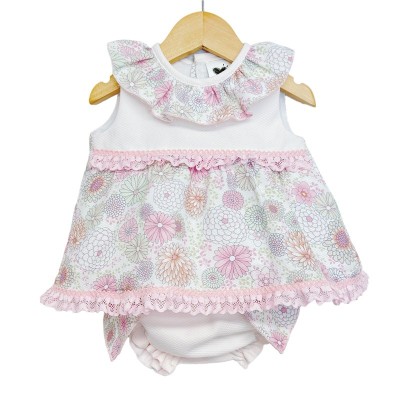 Baby Girl Pink Floral Dress with Big Bow Pants "LM024"