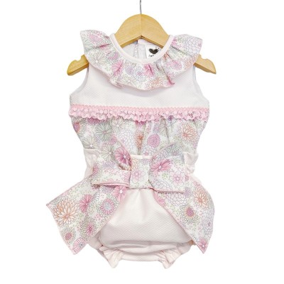 Baby Girl Pink Floral Dress with Big Bow Pants "LM024"