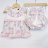Baby Girl Pink Floral Dress with Big Bow Pants "LM024"