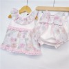 Baby Girl Pink Floral Dress with Big Bow Pants "LM024"